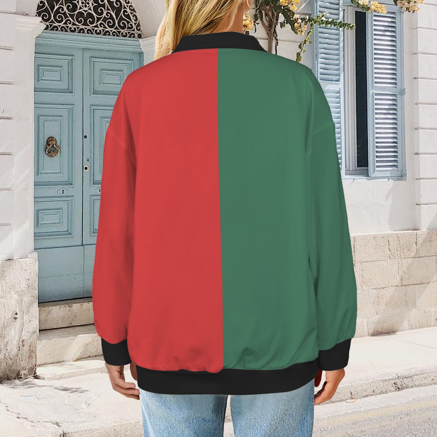 Mexico Flag Inspired Women's Quarter Zip Pullover Sweatshirt