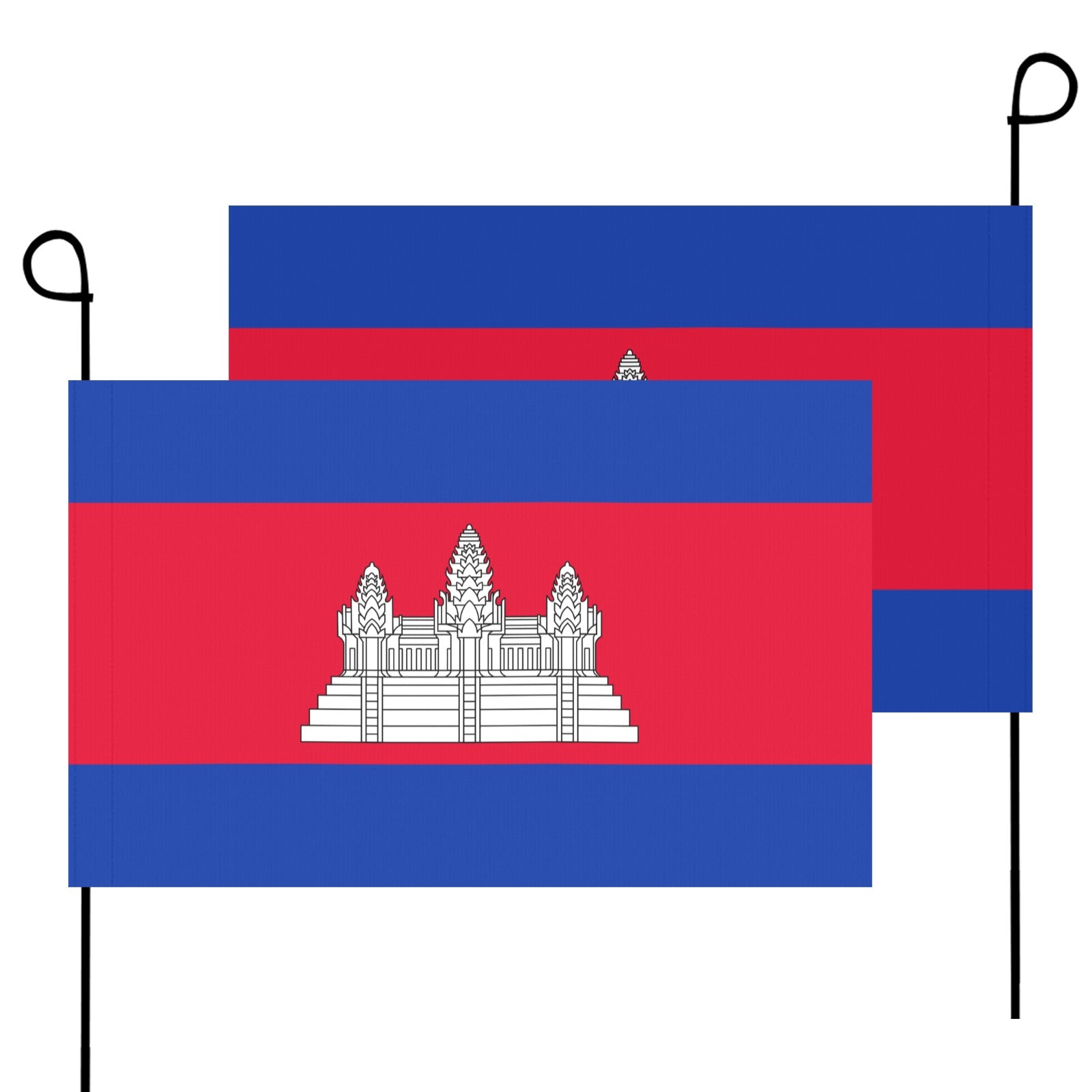 Two Cambodian flags by Luv My Flag on poles.
