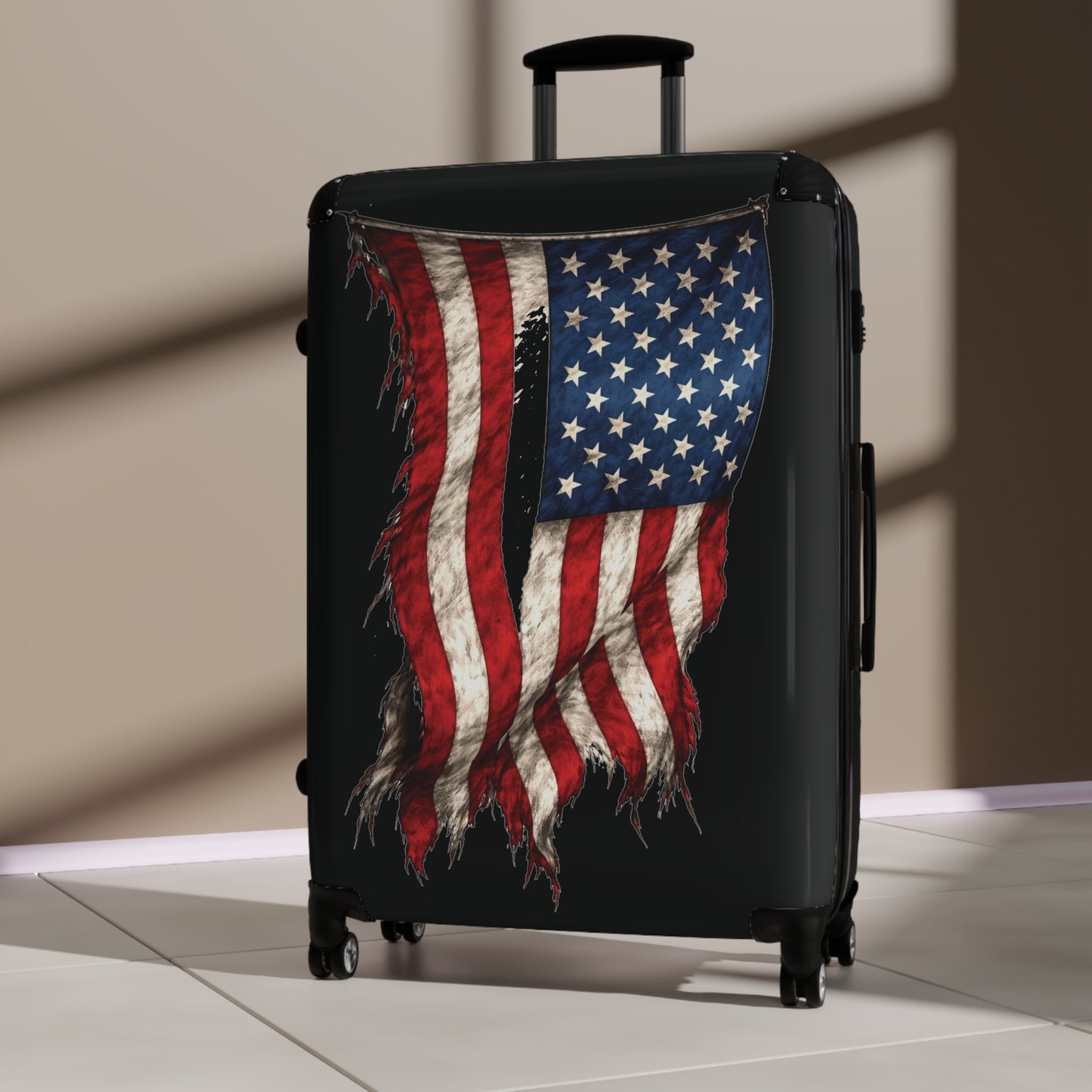 Tattered USA/American Flag Inspired Suitcase