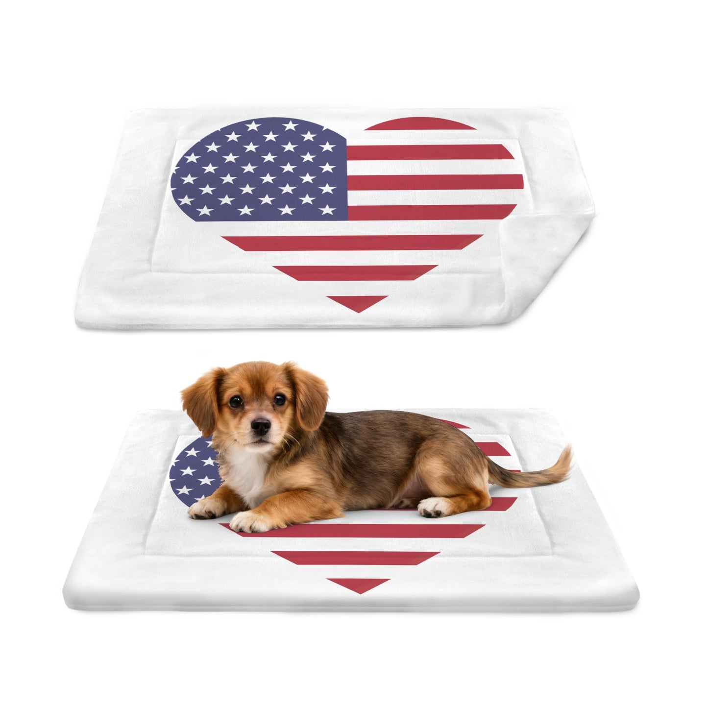 USA/American Flag Inspired Heart Pet Mat 25x18inch (Made in the USA)