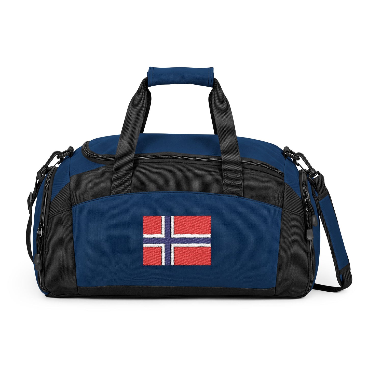 Norway Flag Gym Bag — Black Duffle with Embroidered Norway Flag