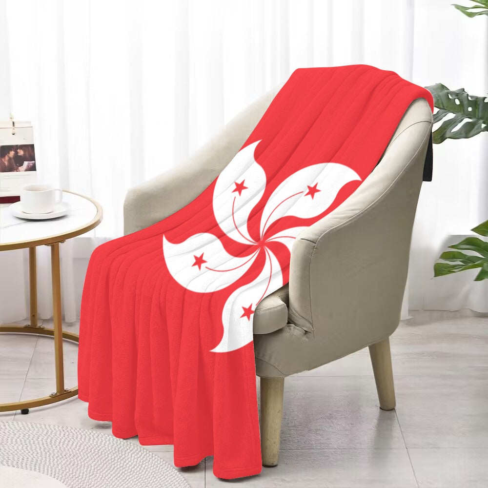Cozy chair with Luv My Flag Hong Kong blanket.