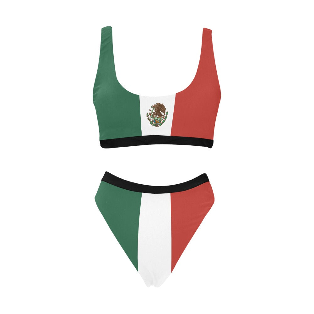 Mexico Flag Inspired Sport Top & High-Waisted Bikini Swimsuit