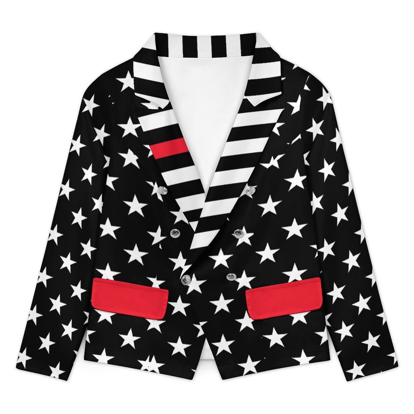 Thin Red Line Flag Inspired Women’s Double Breasted Blazer