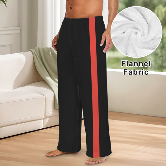 Thin Red Line Flag Inspired Men's Flannel Pajama Trousers Printed in the USA