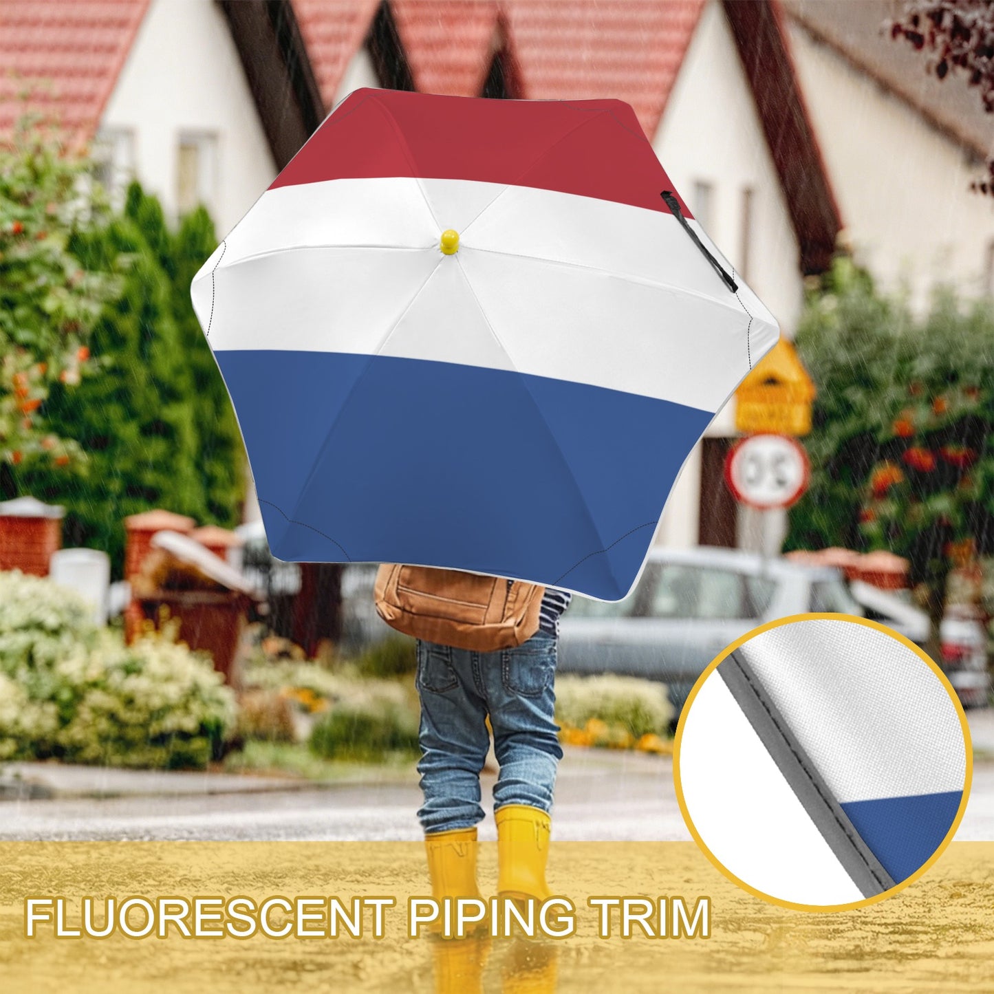 Netherlands Flag Inspired Kids Safe Round Corner Umbrella