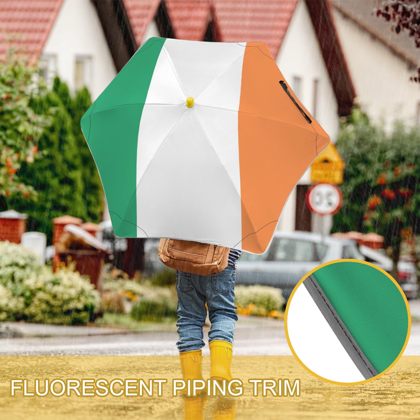 Ireland Flag Inspired Kids Safe Round Corner Umbrella