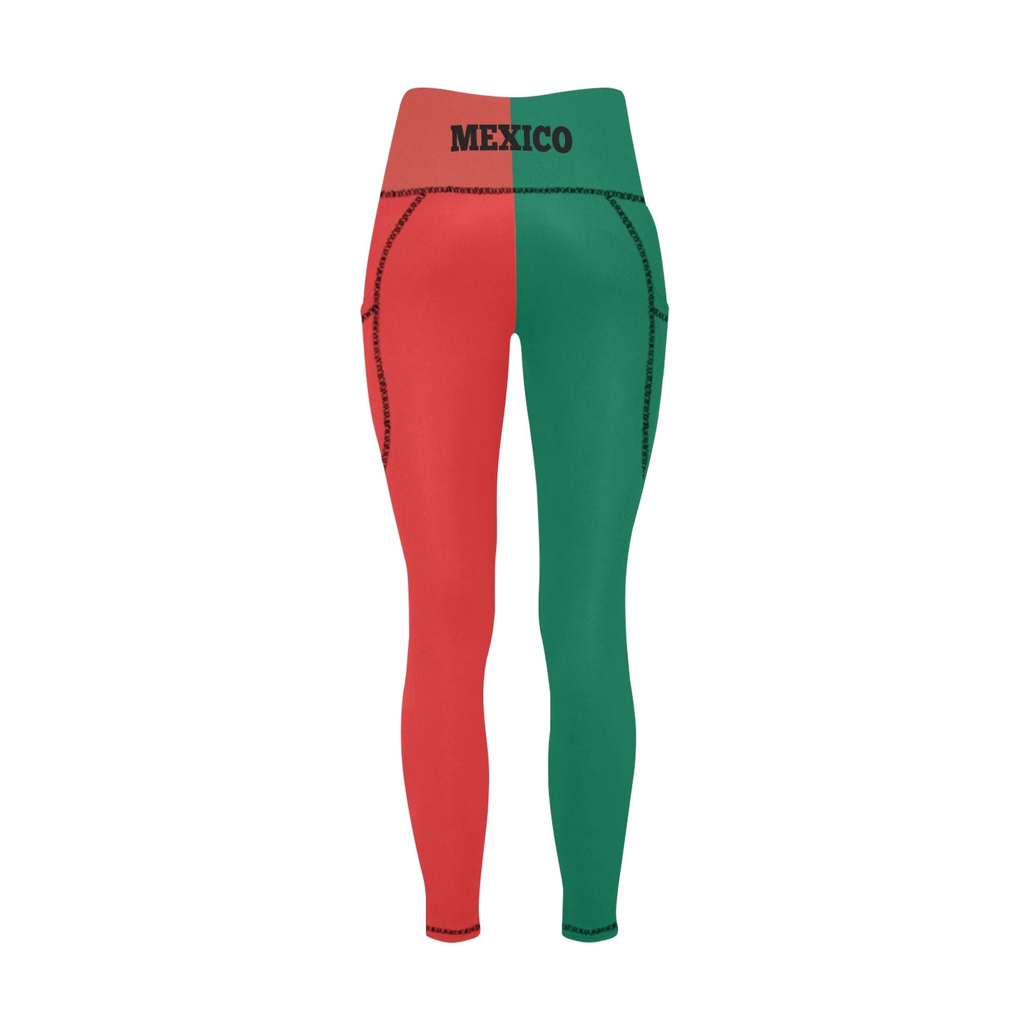 Mexico Flag Inspired Women’s High Waist Leggings with Pockets