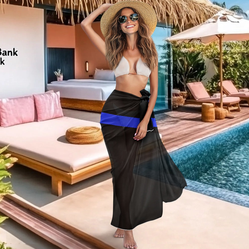 Thin Blue Line Flag Inspired Bikini Cover-Up Style-2