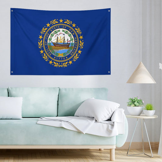 New Hampshire Flag Inspired Wall Mount Flag with Four Grommets (35x59 in)