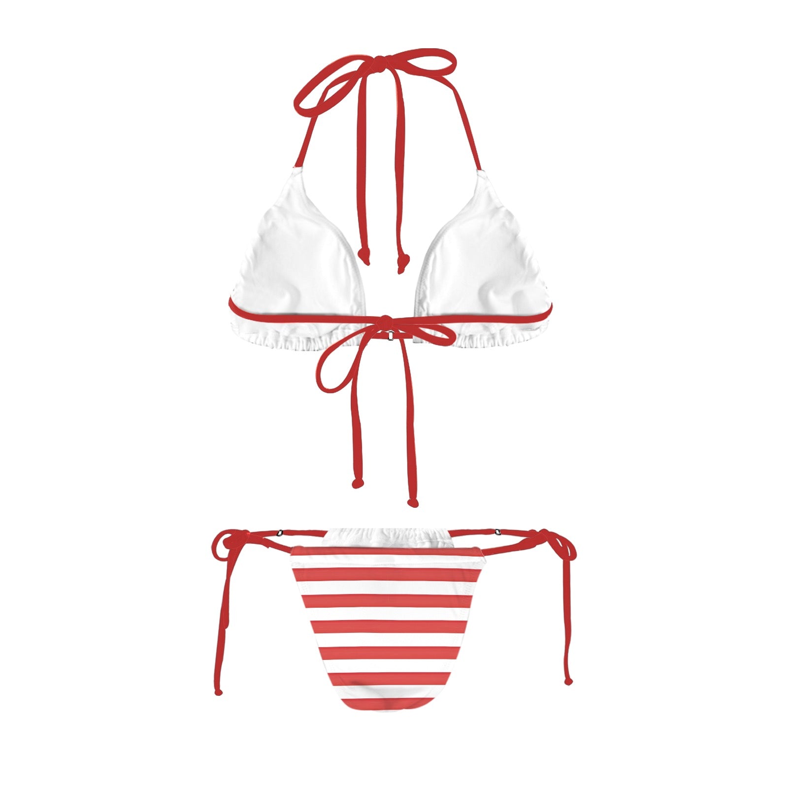 [Brand] red and white striped bikini with tie strings.