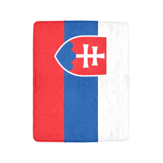Slovakian flag blanket by Luv My Flag, vertical design.