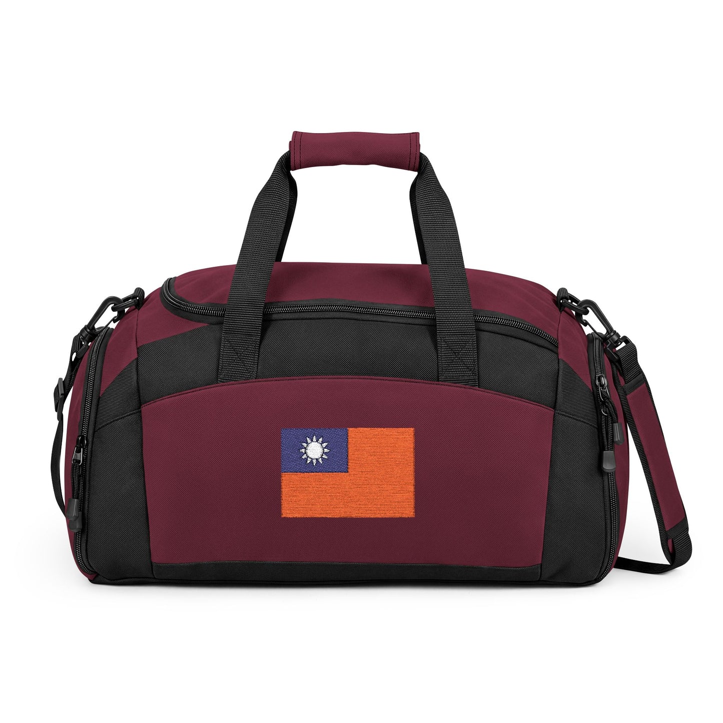 Taiwan Flag Gym Bag — Black Duffle with Embroidered Taiwan Flag