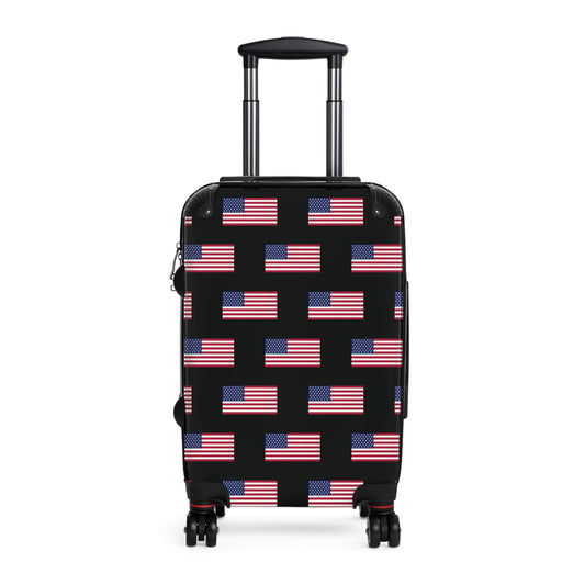 USA/American Flag Inspired Pattern on Black, Suitcase