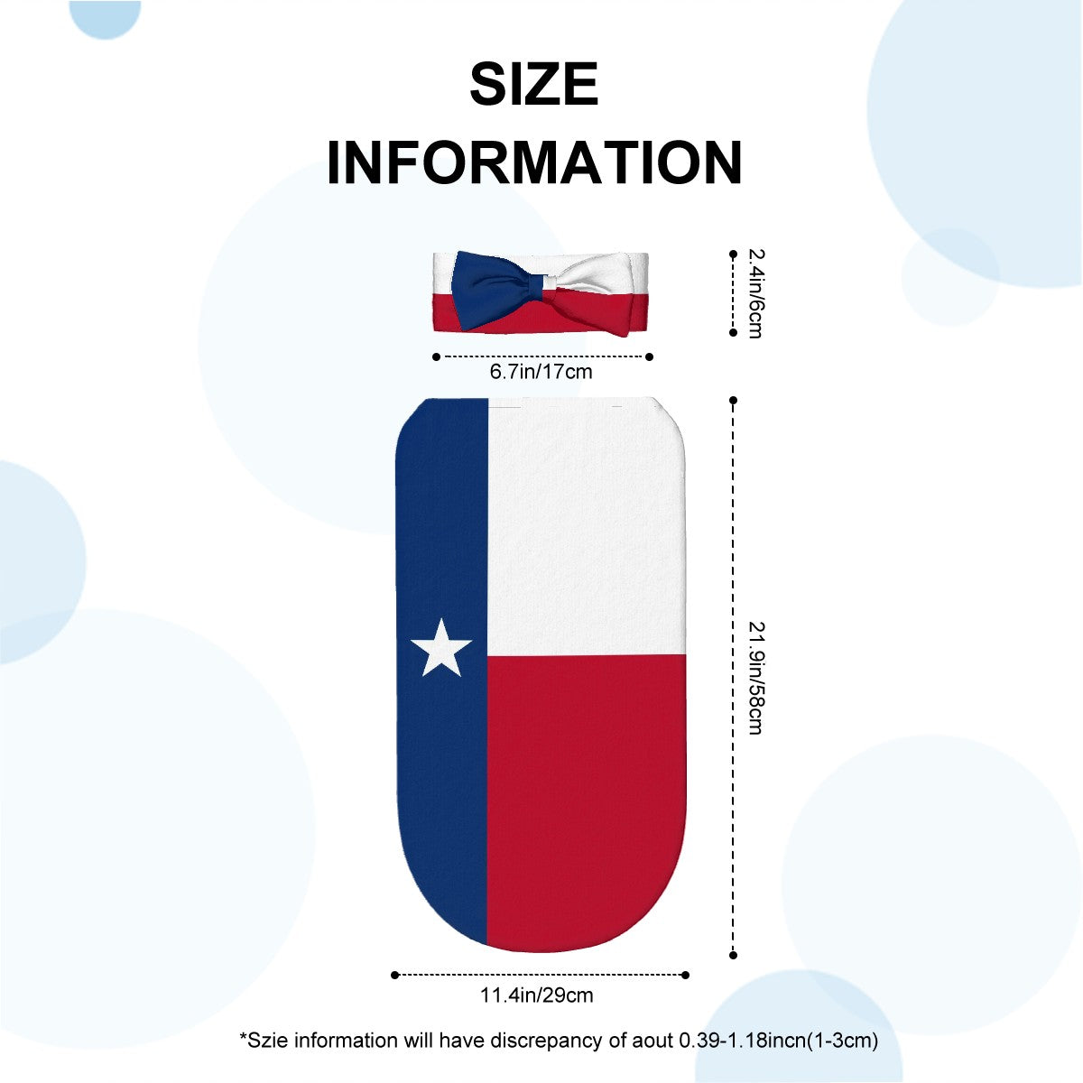 Texas Flag Inspired Baby Swaddle Sack with Baby Headband