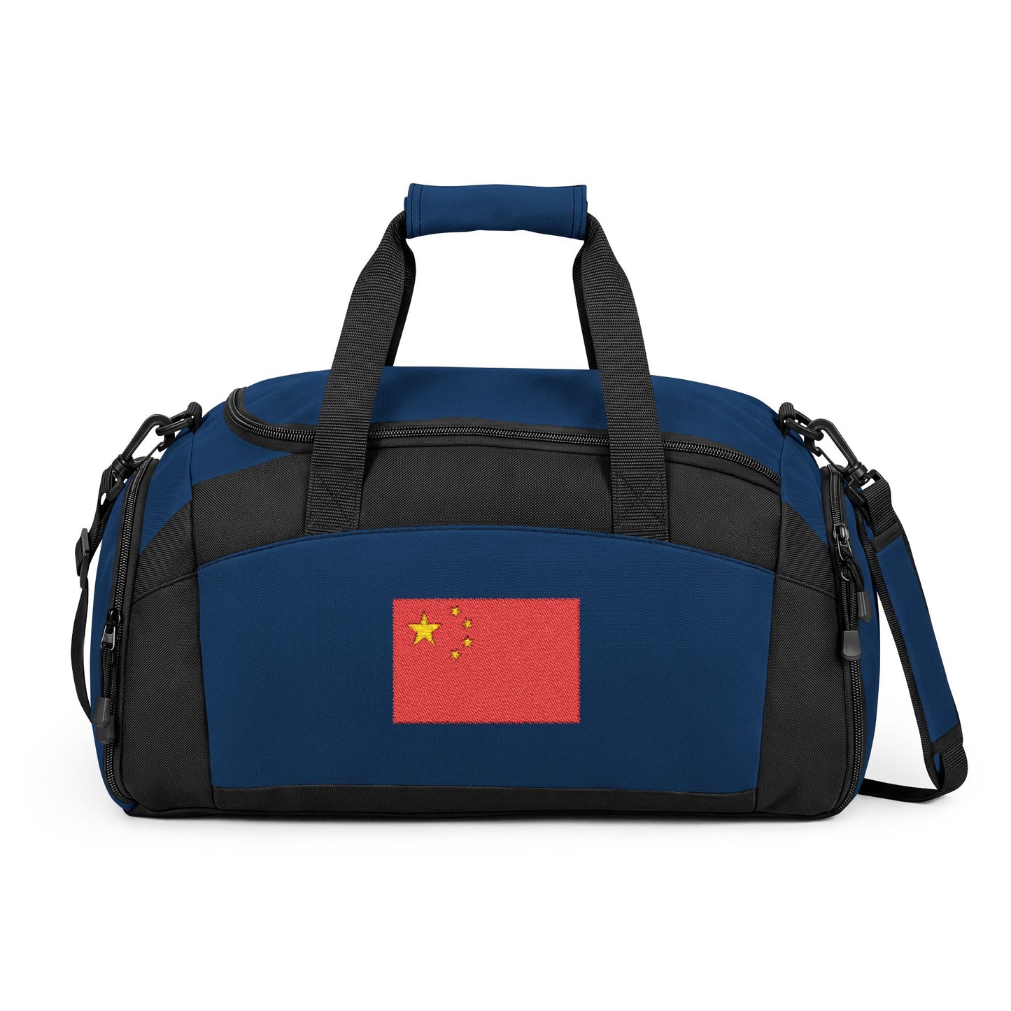 China Flag Gym Bag — Black Duffle with Embroidered China Flag