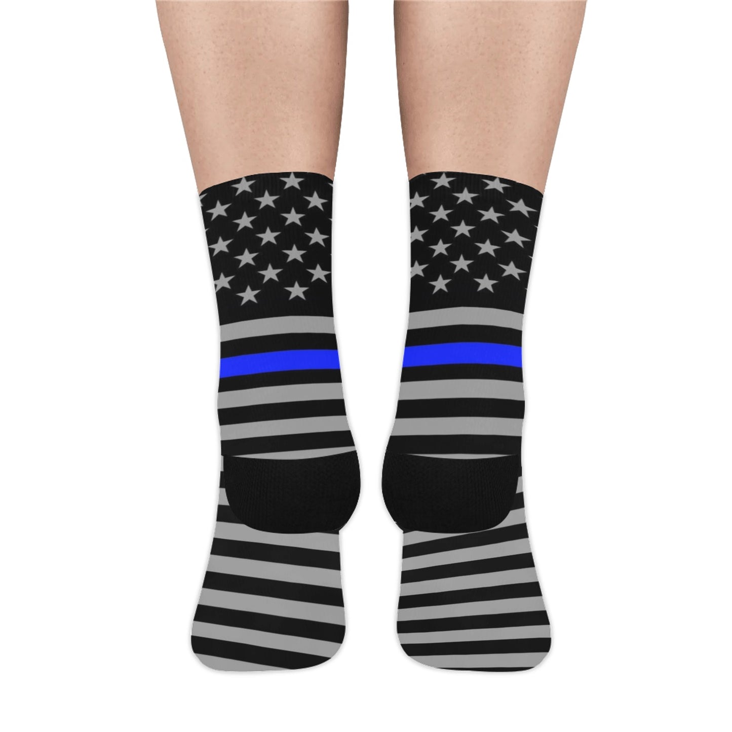 Thin Blue Line Flag Inspired Crew Socks | Ships from USA