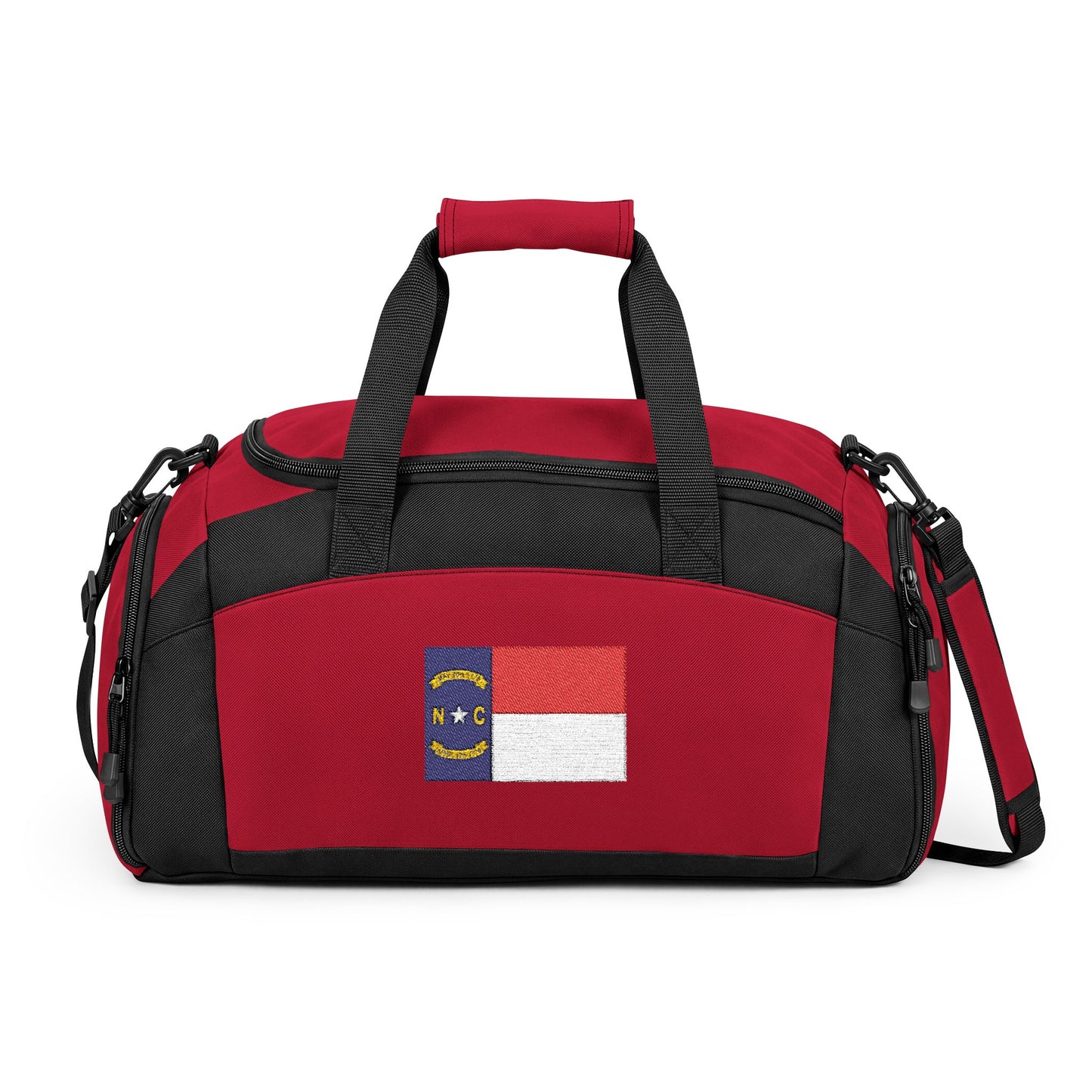 North Carolina Flag Gym Bag — Black Duffle with Embroidered North Carolina Flag