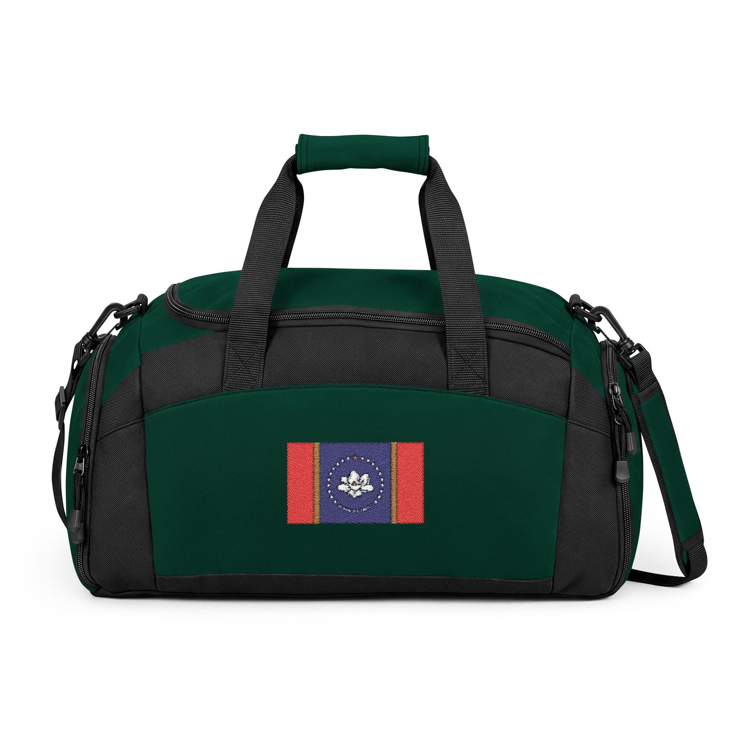 Mississippi Flag Gym Bag — Black Duffle with Embroidered Mississippi Flag