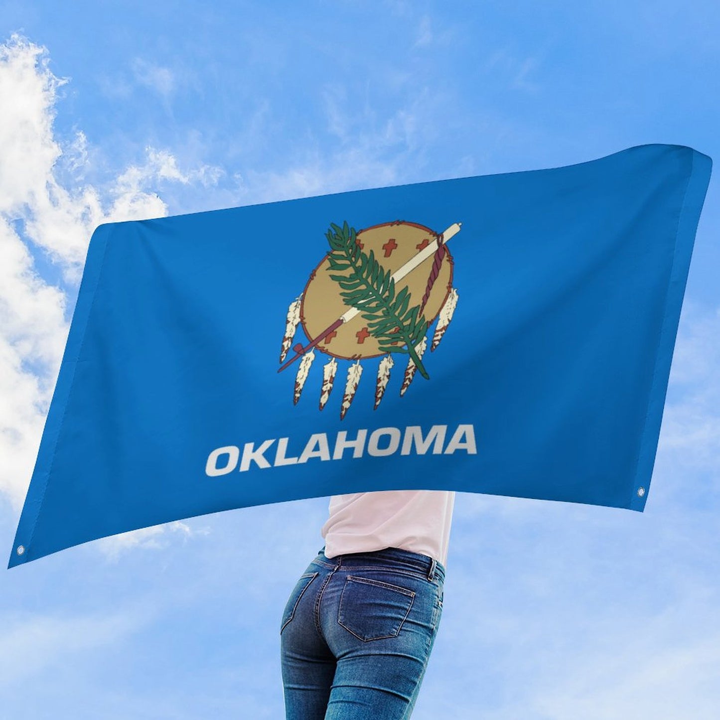 Oklahoma Flag Inspired Wall Mount Flag with Four Grommets (35x59 in)