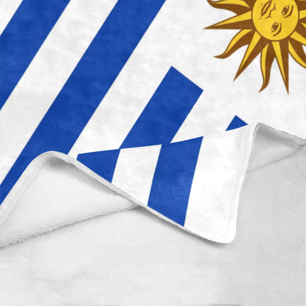 Luv My Flag blanket featuring blue stripes and sun.