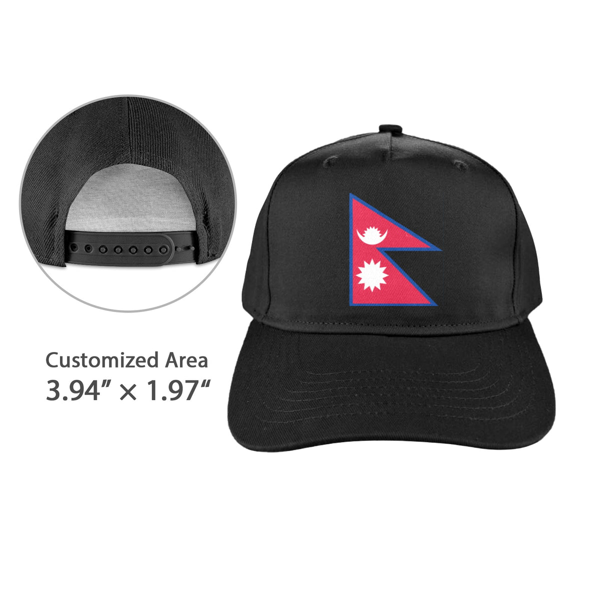 Nepal Flag Inspired Baseball Cap | Printed in the USA