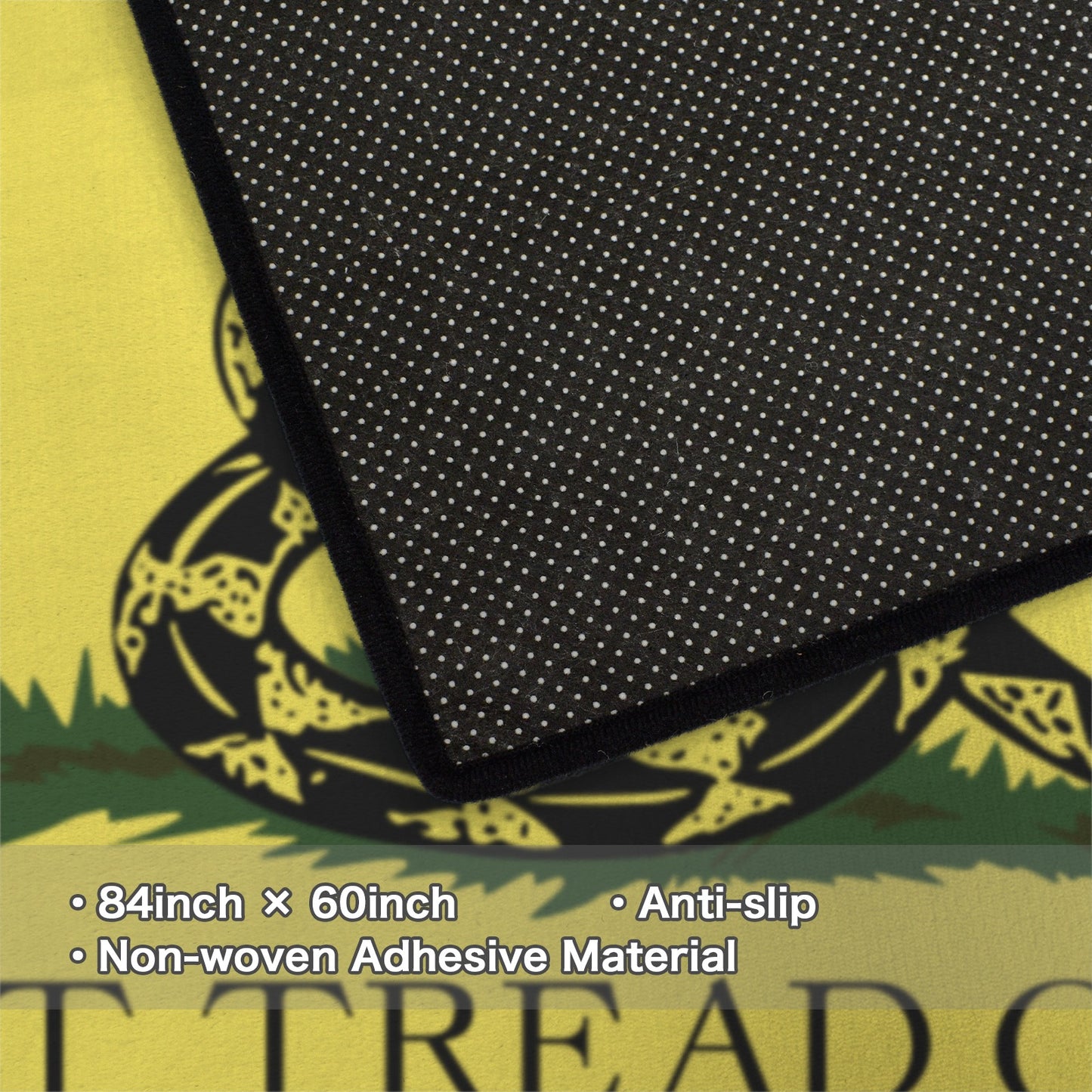 Gadsden Flag Inspired 84x60 Inch Area Rug with Black Binding (Made in the USA)