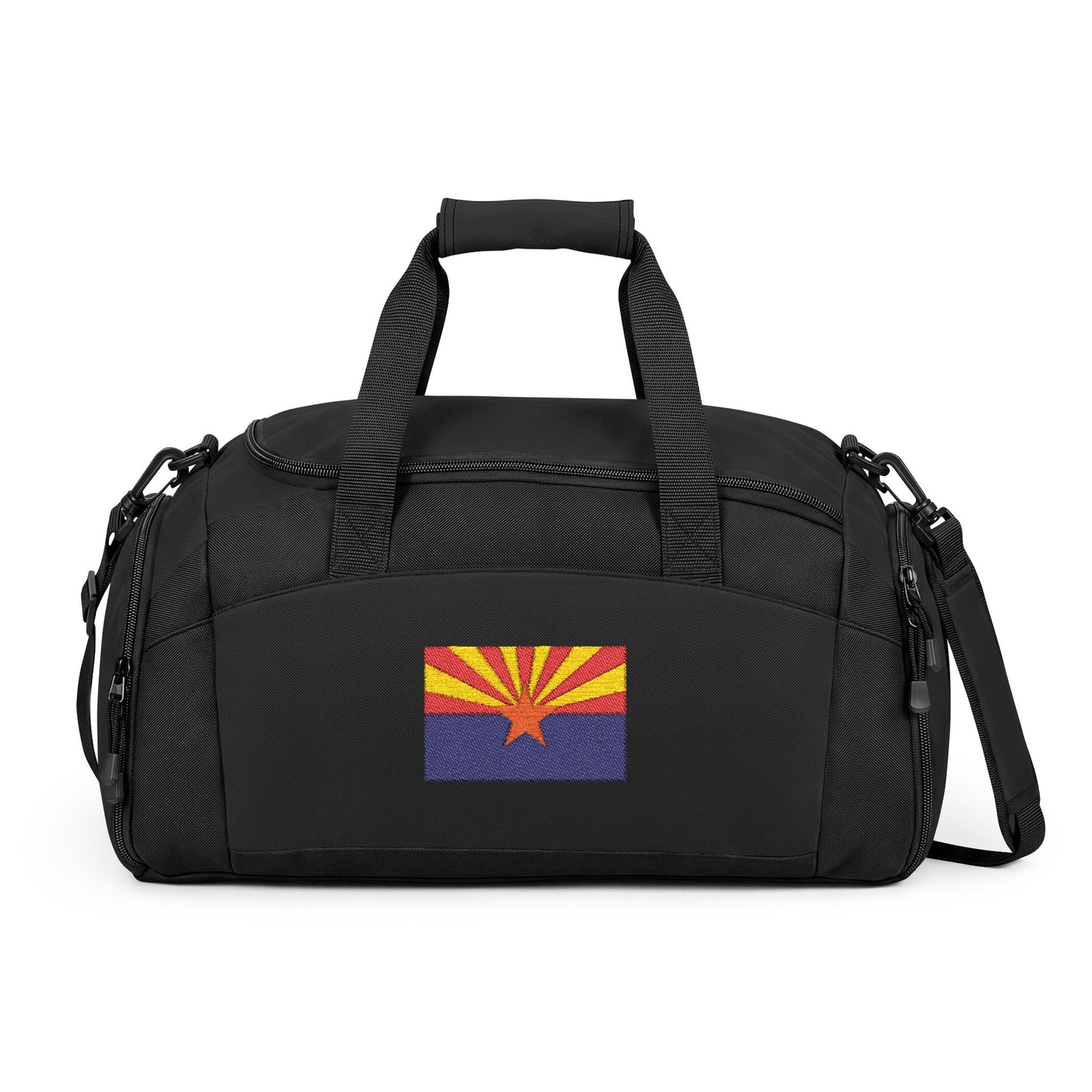Arizona Flag Gym Bag — Black Duffle with Embroidered Arizona Flag