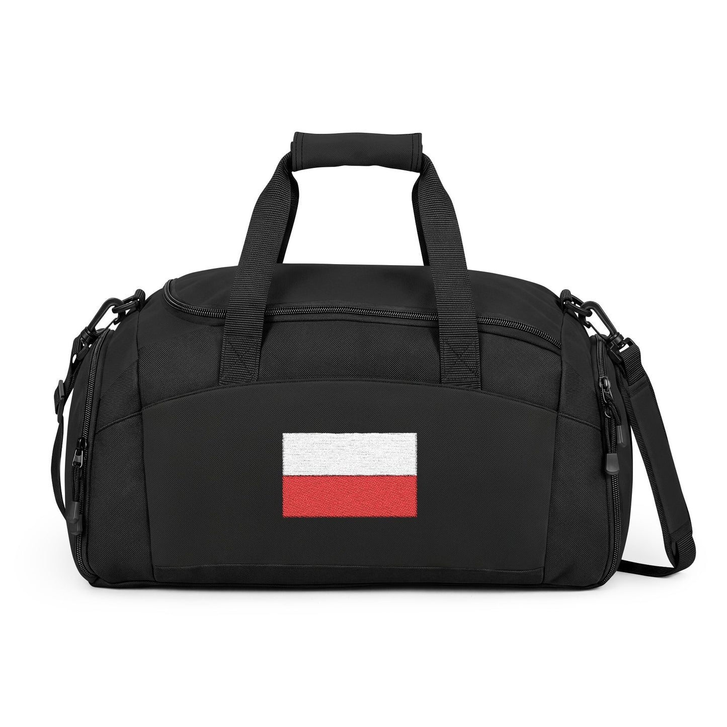 Poland Flag Gym Bag — Black Duffle with Embroidered Poland Flag