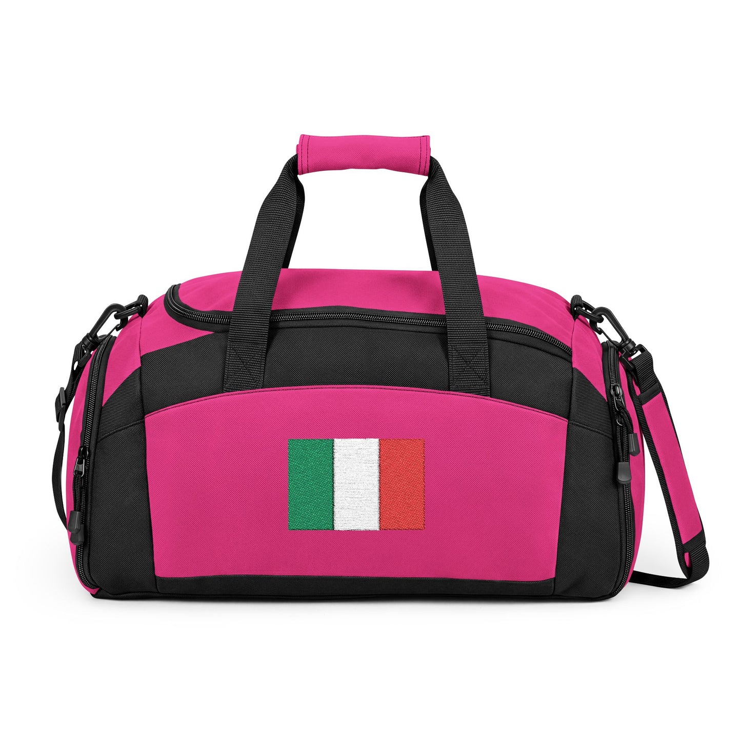 Italy Flag Gym Bag — Black Duffle with Embroidered Italy Flag