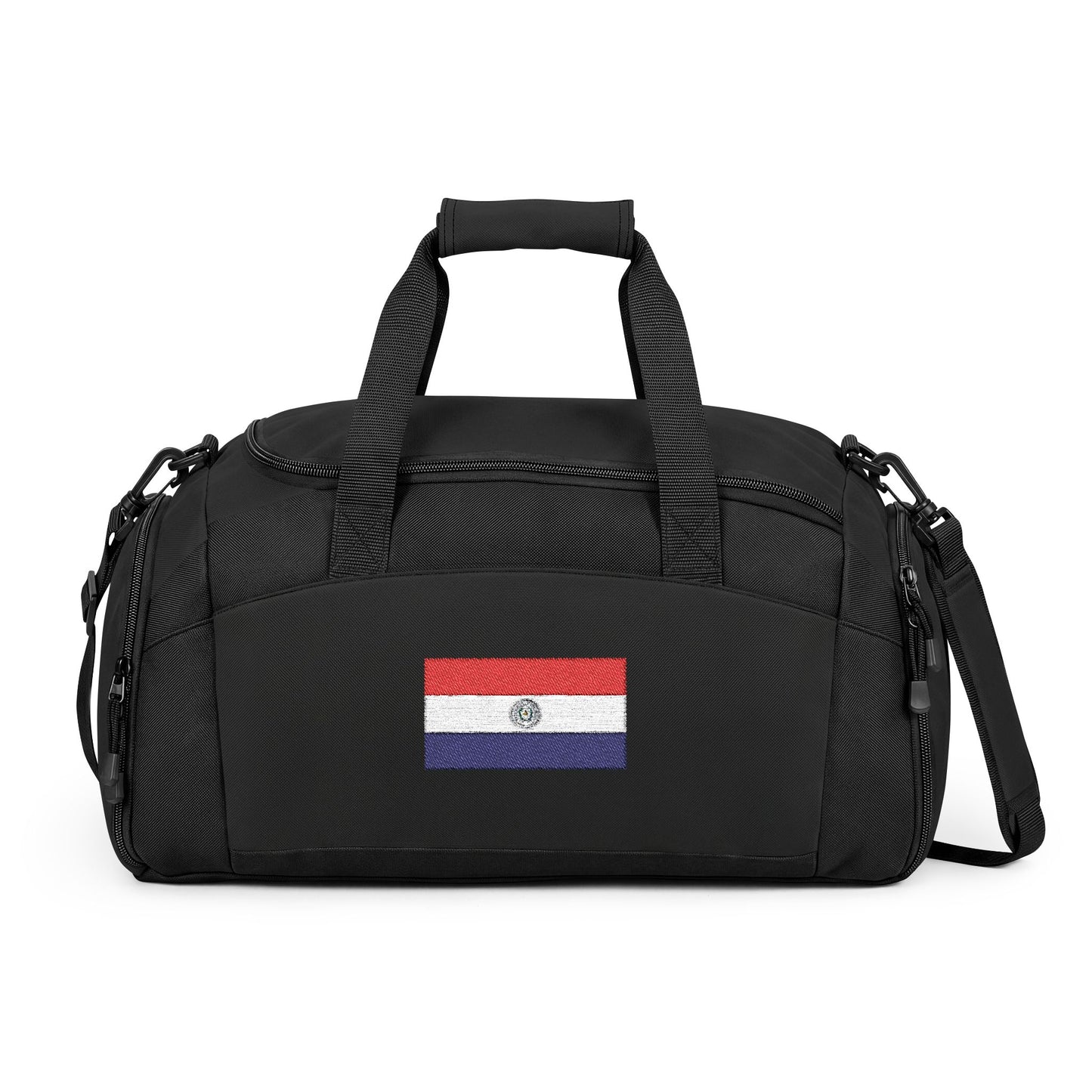 Paraguay Flag Gym Bag — Black Duffle with Embroidered Paraguay Flag