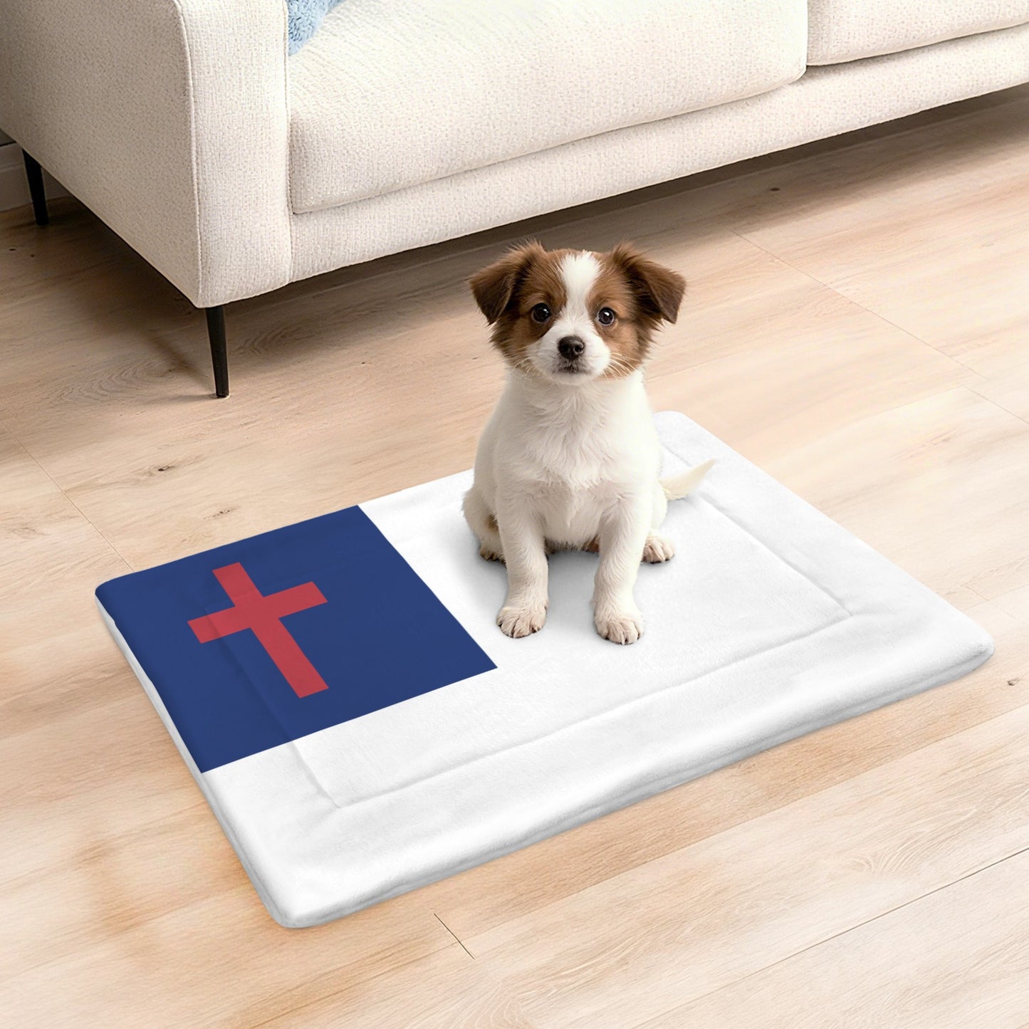 Christian Flag Inspired Pet Mat 25x18inch (Made in the USA)