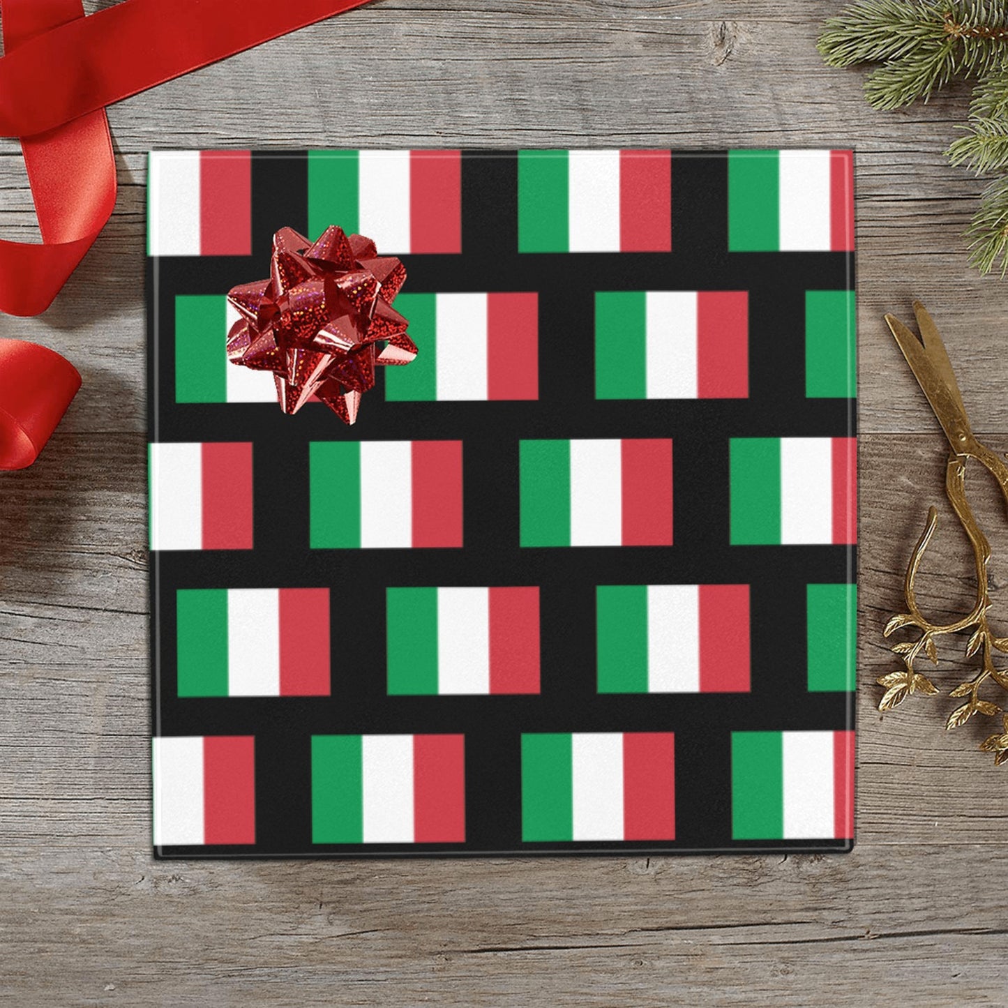 Italy Flag Inspired Custom Gift Wrapping Paper 58"x 22.5" (4 Rolls)