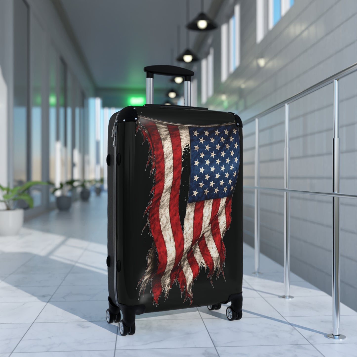 Tattered USA/American Flag Inspired Suitcase