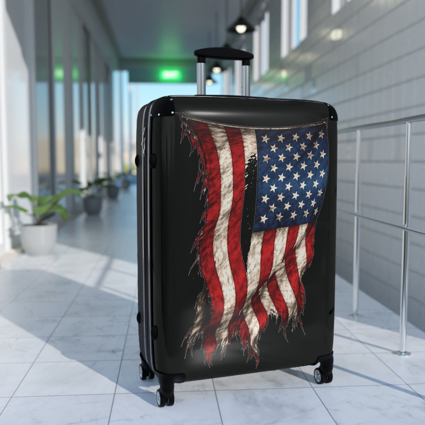 Tattered USA/American Flag Inspired Suitcase