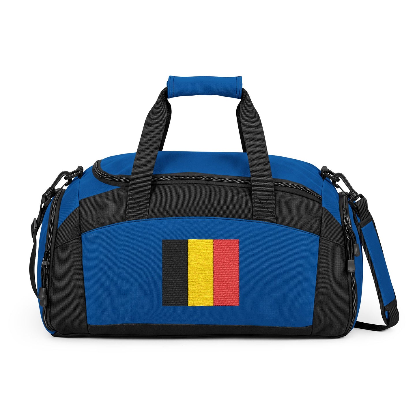 Belgium Flag Gym Bag — Black Duffle with Embroidered Belgium Flag