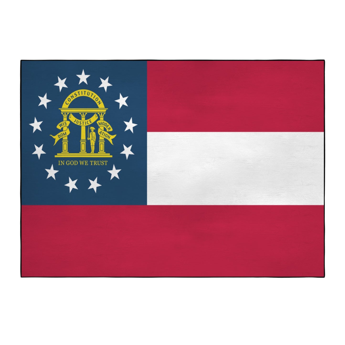 Georgia Flag Inspired 84x60 Inch Area Rug with Black Binding (Made in the USA)