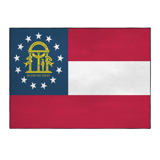 Georgia Flag Inspired 84x60 Inch Area Rug with Black Binding (Made in the USA)