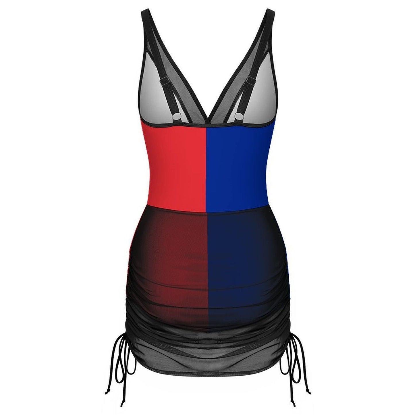 France Flag Inspired Women's Mesh Plunge One-Piece Swimsuit