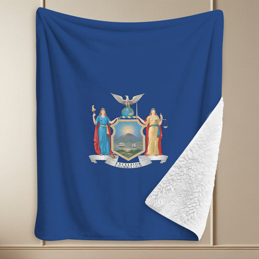 New York Flag Inspired Sherpa Fleece Blanket 90" x 108" | Printed in the USA