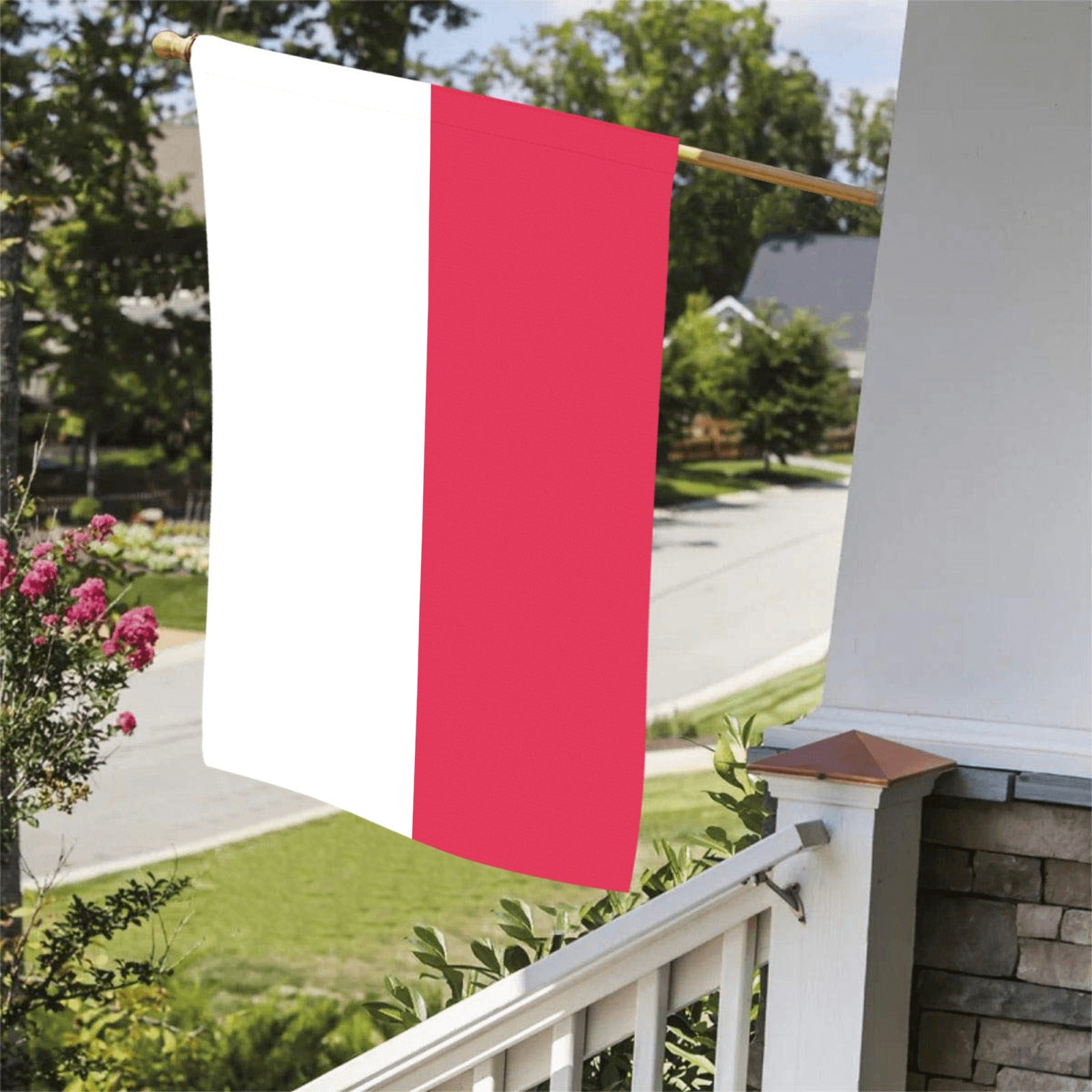 [Luv My Flag] red and white flag on porch.