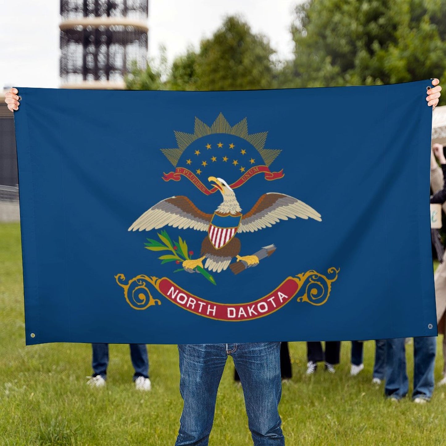 North Dakota Flag Inspired Wall Mount Flag with Four Grommets (35x59 in)