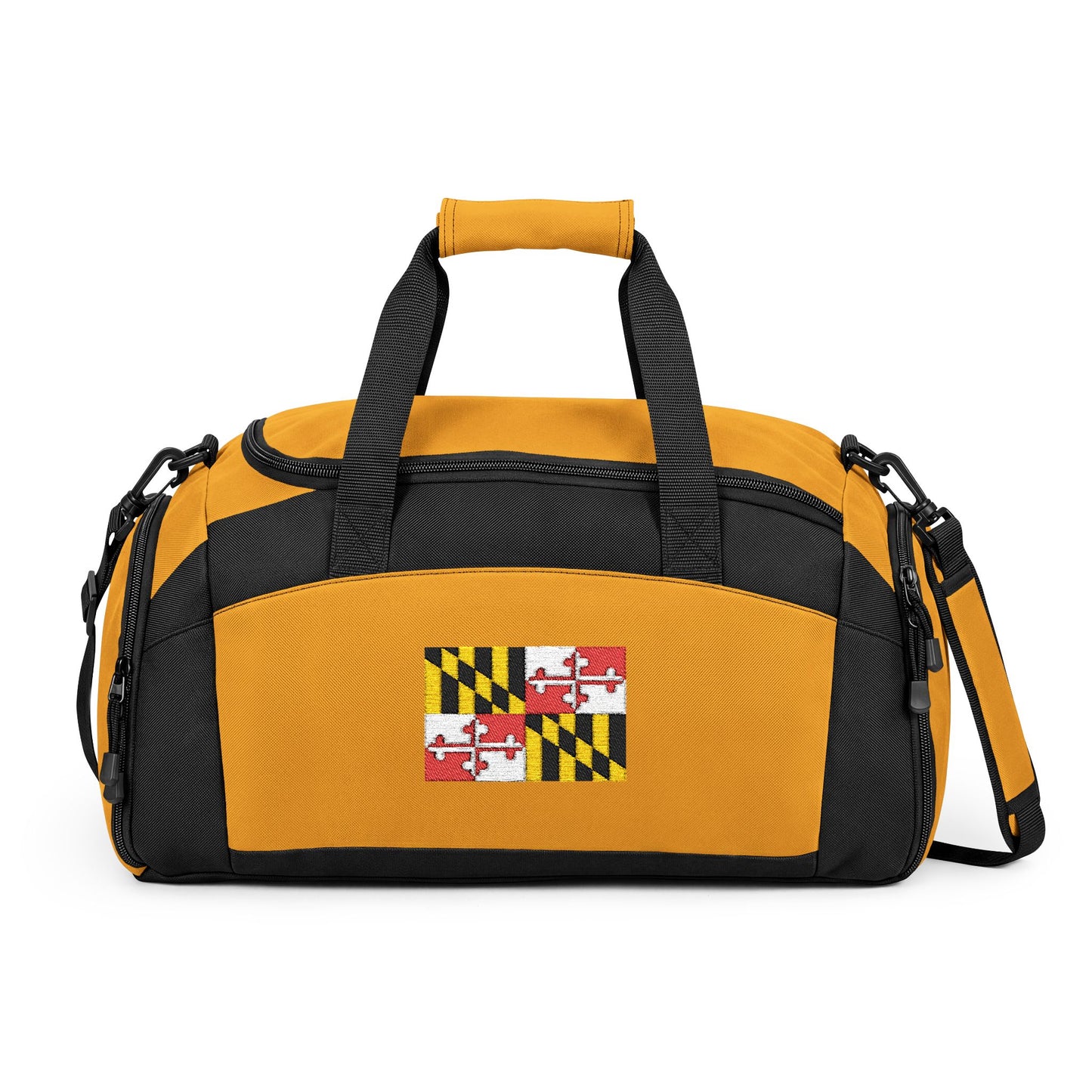 Maryland Flag Gym Bag — Black Duffle with Embroidered Maryland Flag