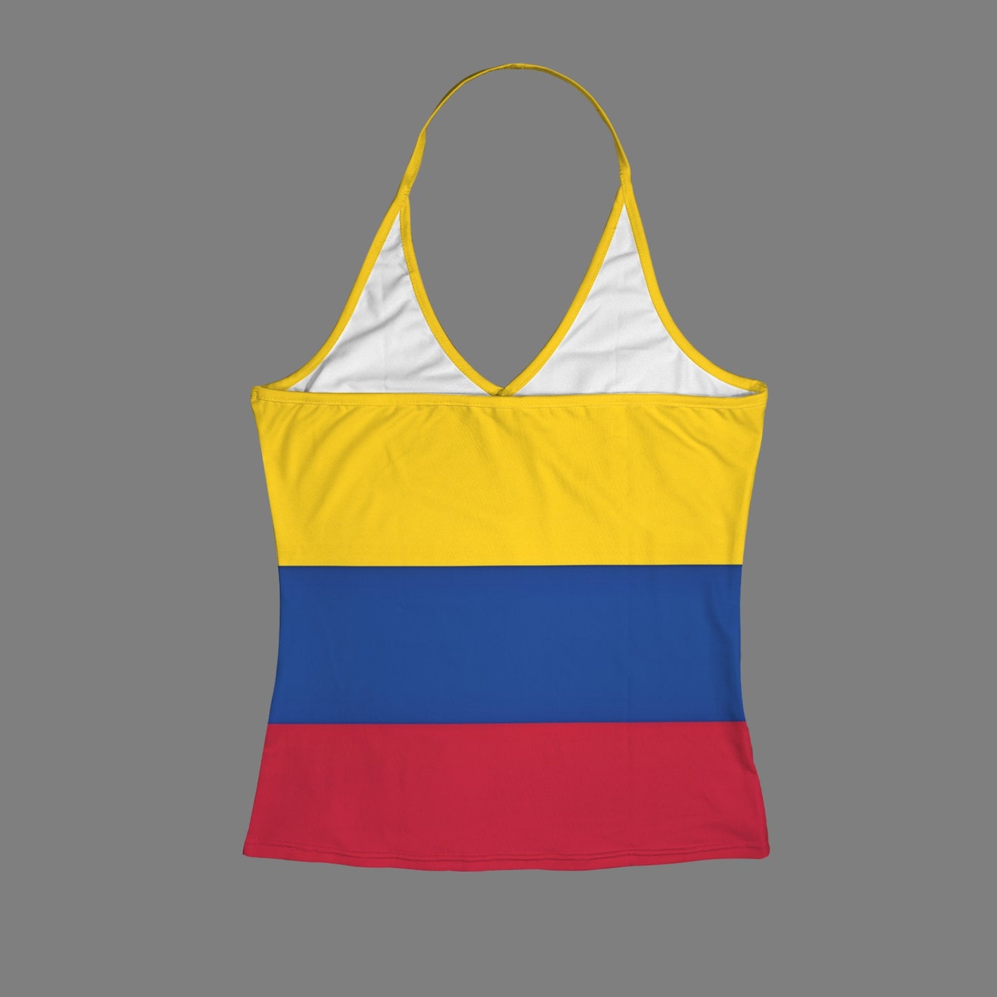 Colombia Flag Inspired V-neck Halter Open Back Tank Top