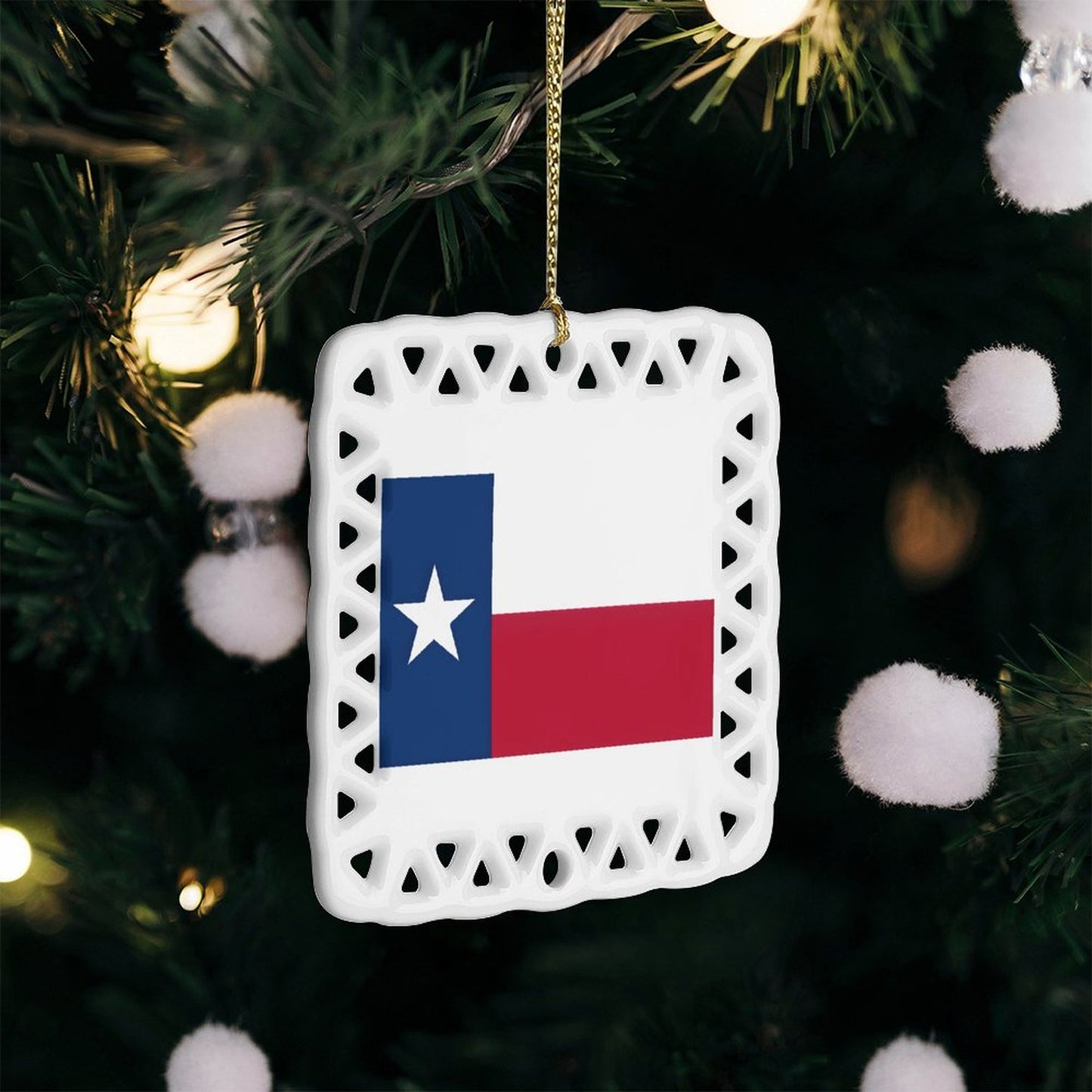 Texas Flag Inspired Square Ceramic Ornament Made in the USA