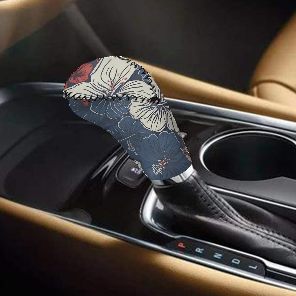 USA/American Flag Inspired Hawaiian Floral Pattern Gear Lever Cover+Hand Brake Cover