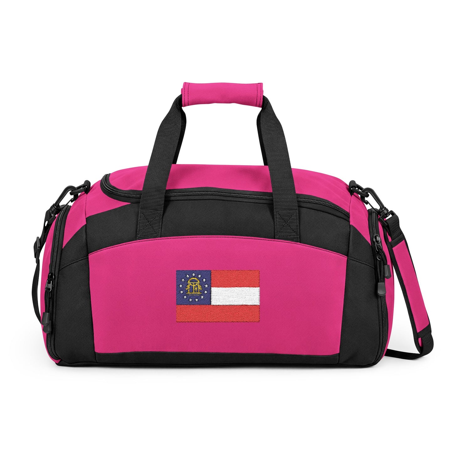 Georgia State Flag Gym Bag — Black Duffle with Embroidered Georgia State Flag