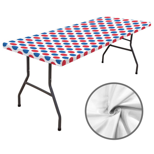 USA/American Flag Inspired Polka Dot Pattern Custom Elastic Fitted Tablecloth 72x30 inch (Made in the USA)