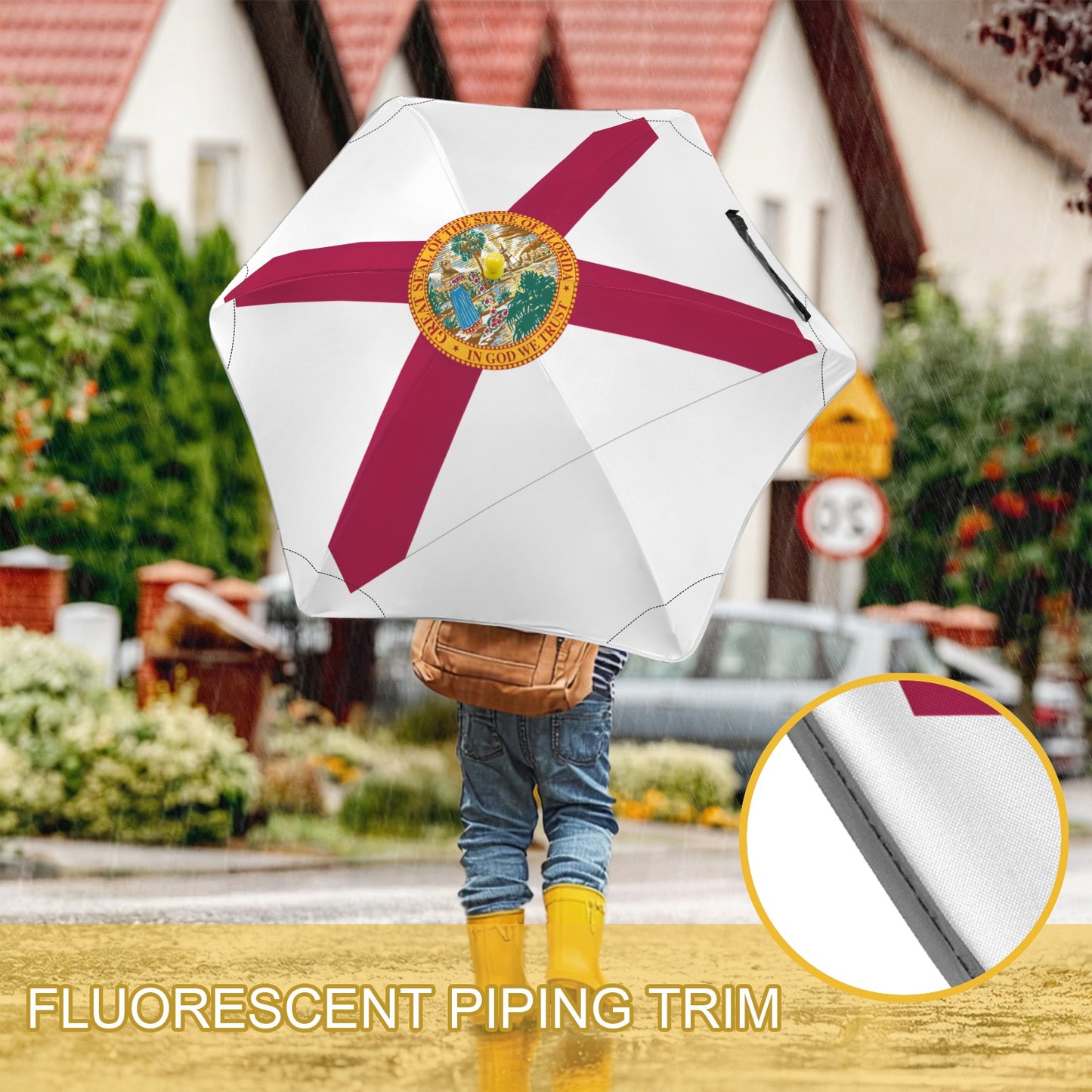 Florida Flag Inspired Kids Safe Round Corner Umbrella