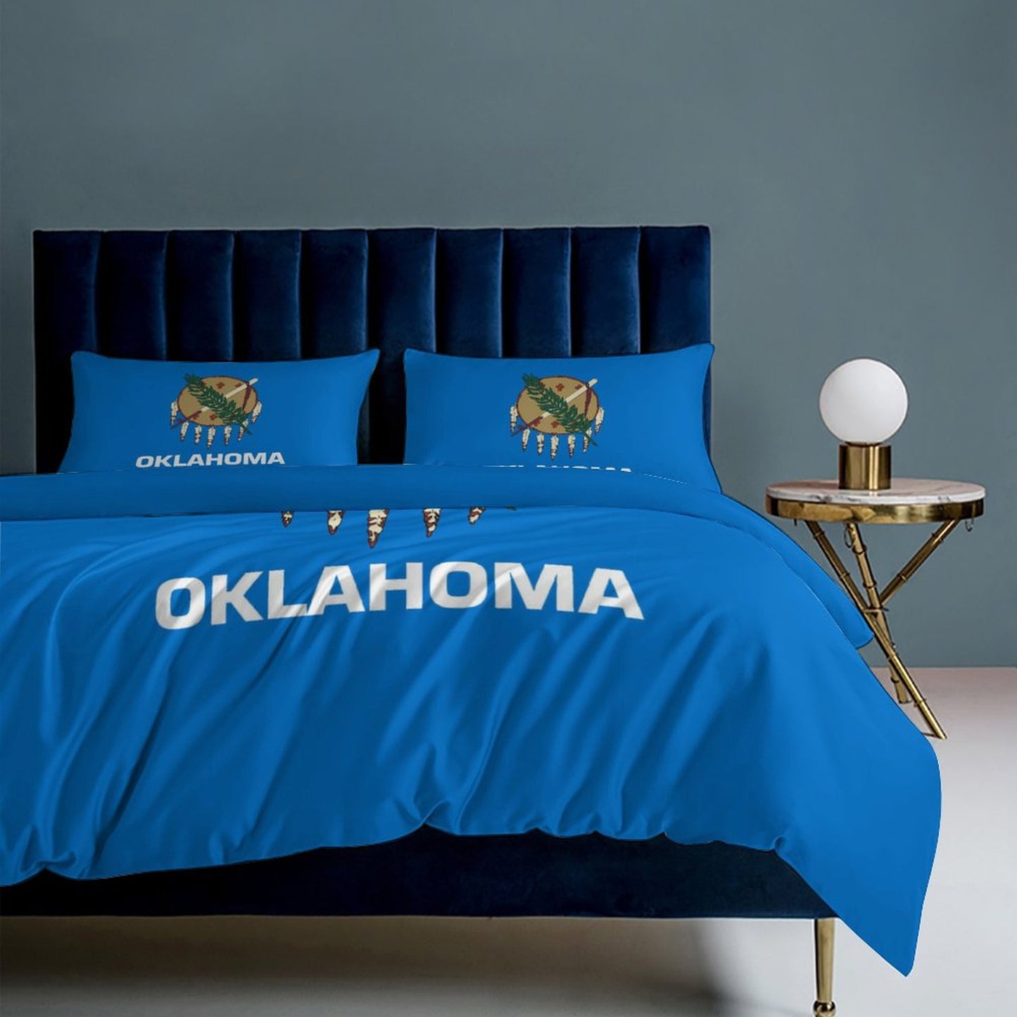Oklahoma Flag Inspired 3-Piece Bedding Set (1 Duvet Cover + 2 Pillow Shams) – 102"×90"